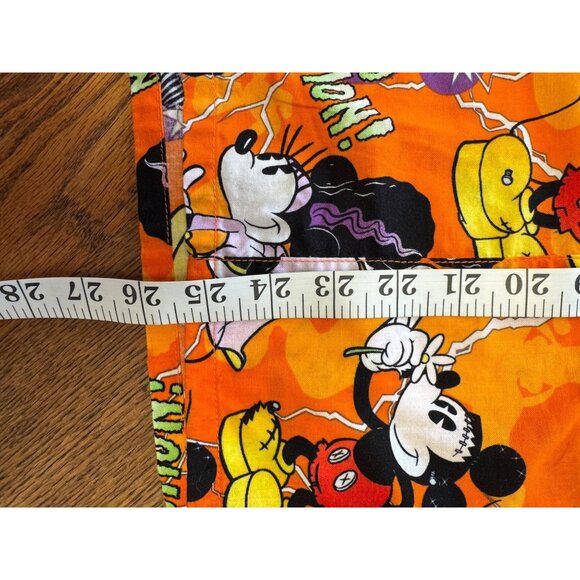 Disney Mickey Minnie Mouse Halloween Scrub Top S Cotton Orange V-Neck - Picture 11 of 11